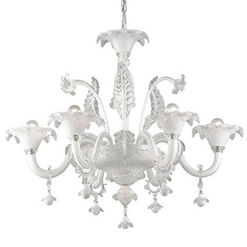 ca ' vendramin sp6  |LAMPADARIO IN VETRO BIANCO LATTE