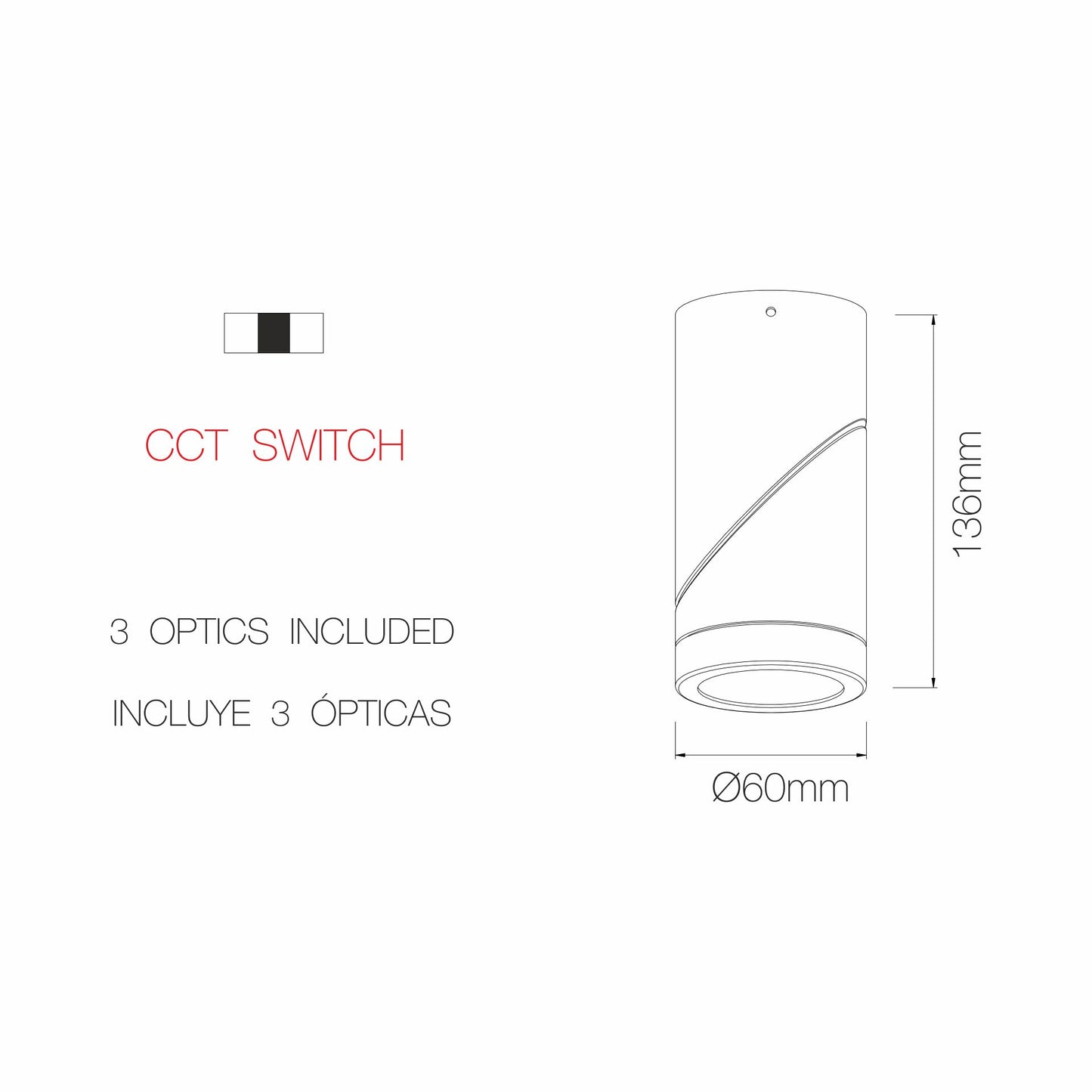 PROIETTORE CILINDRICO ORIENTABILE