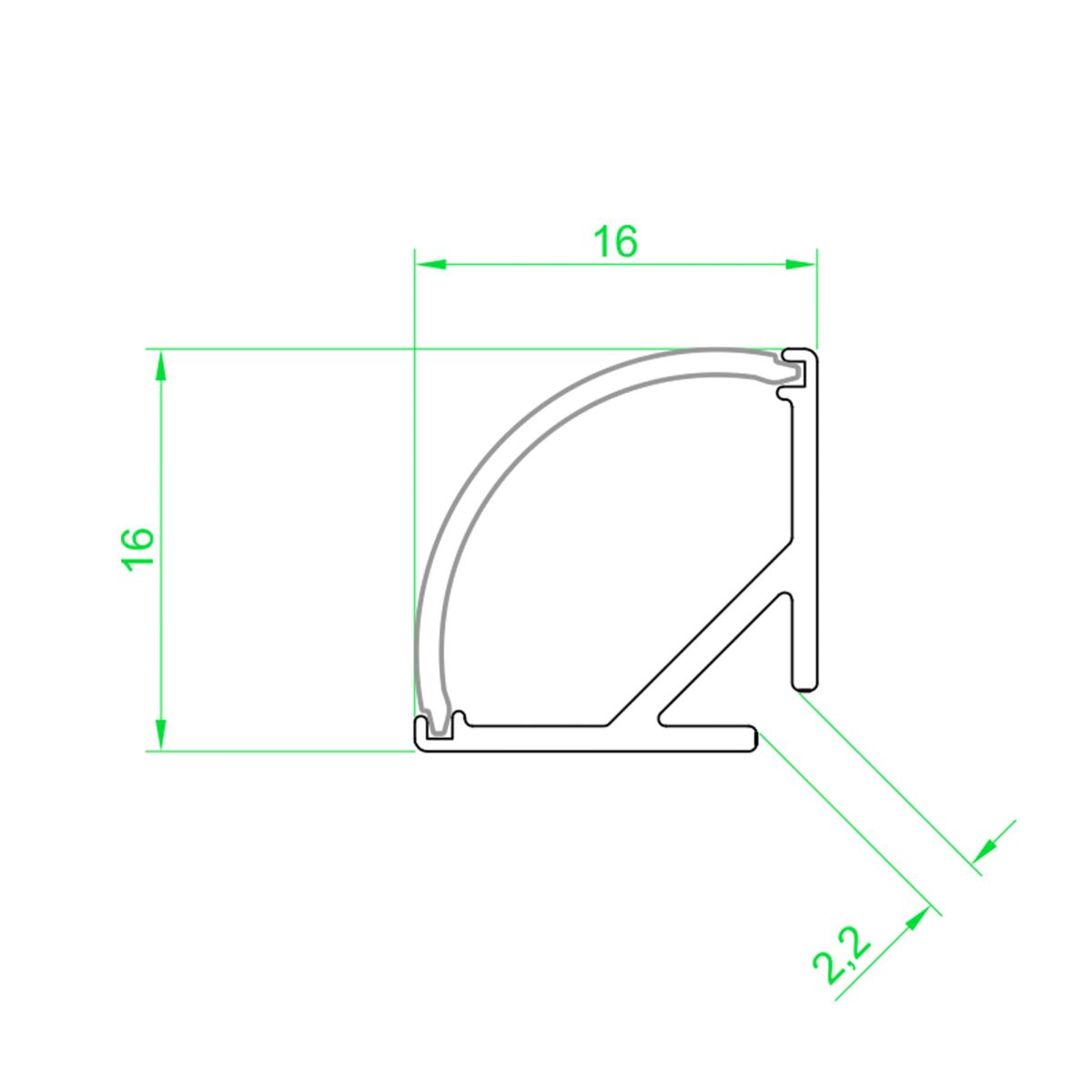 PROFILO PRO-1616 ANGOLARE 2000MM BIANCO (PROFILO+COVER OPACO)