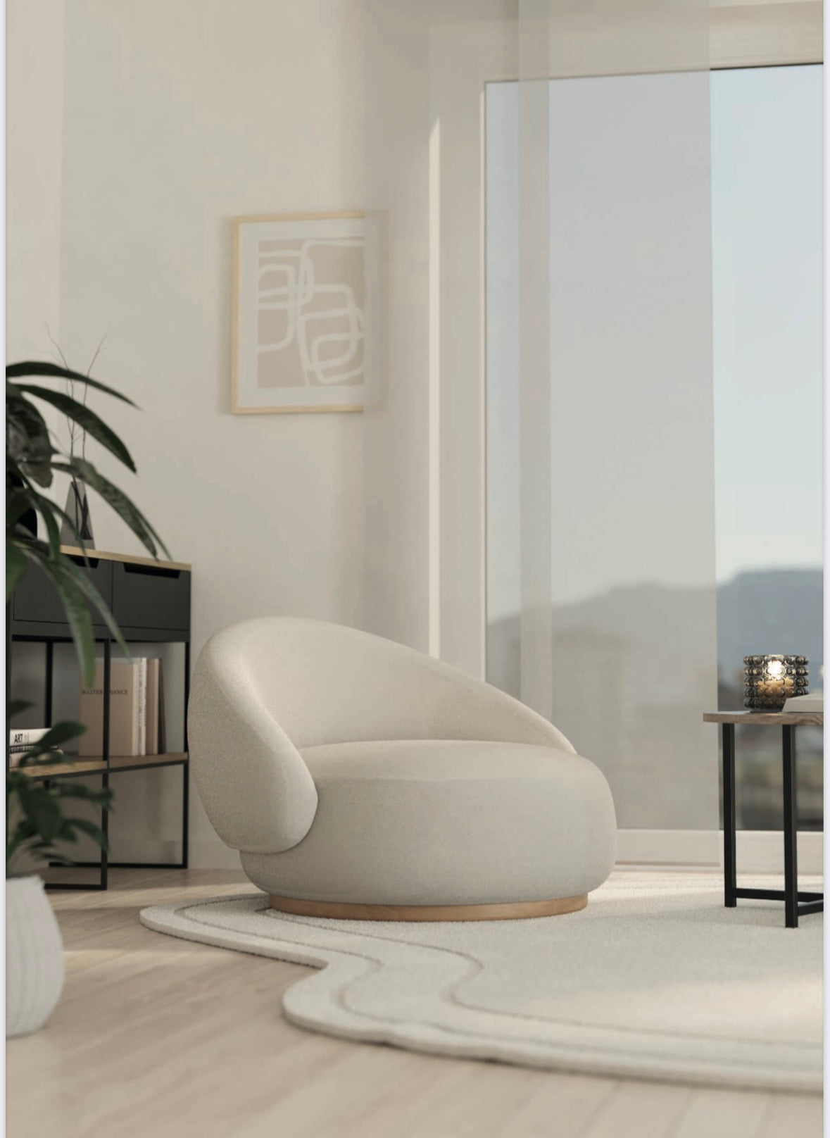 DIVANO PICCOLO BOUCLE'  BASE ROVERE