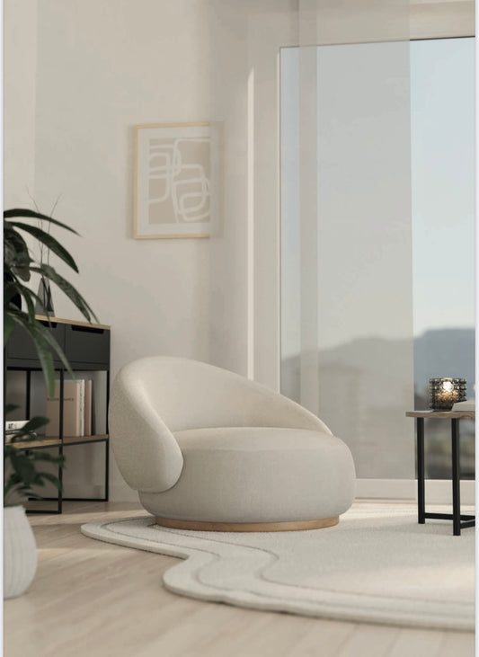 DIVANO PICCOLO BOUCLE'  BASE ROVERE